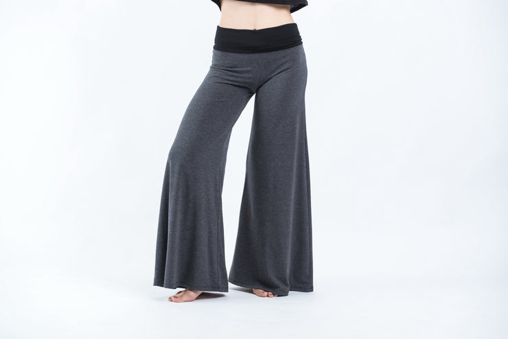 Wide Leg Palazzo Harem Pants Cotton Spandex in Gray