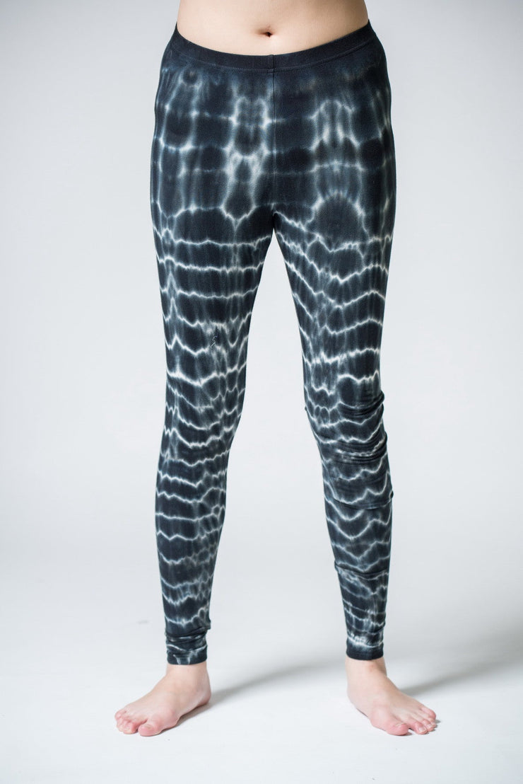 Melting Stripes Tie Dye Cotton Leggings in Black