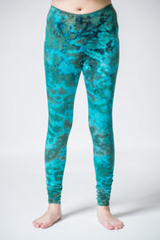 Marble Tie Dye Cotton Leggings in Turquoise