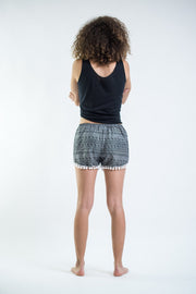 Aztec Stripes Pom Pom Shorts In Gray/White