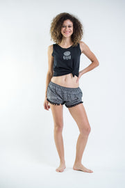 Aztec Stripes Pom Pom Shorts In Gray/Black