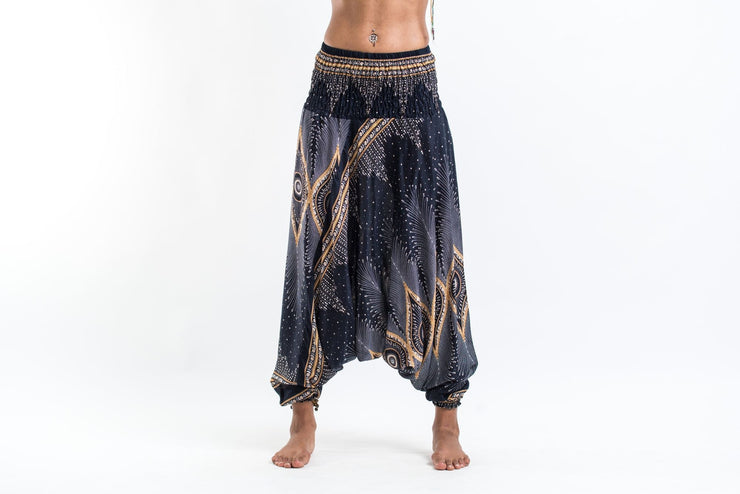 Diamond Peacock 2-in-1 Jumpsuit Harem Pants in Black