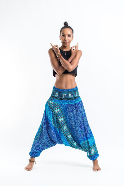 Tribal Chakras 2-in-1 Jumpsuit Harem Pants in Blue