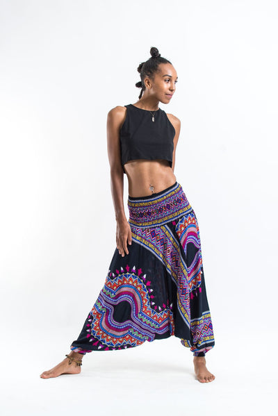 Dashiki Prints 2-in-1 Jumpsuit Harem Pants in Black