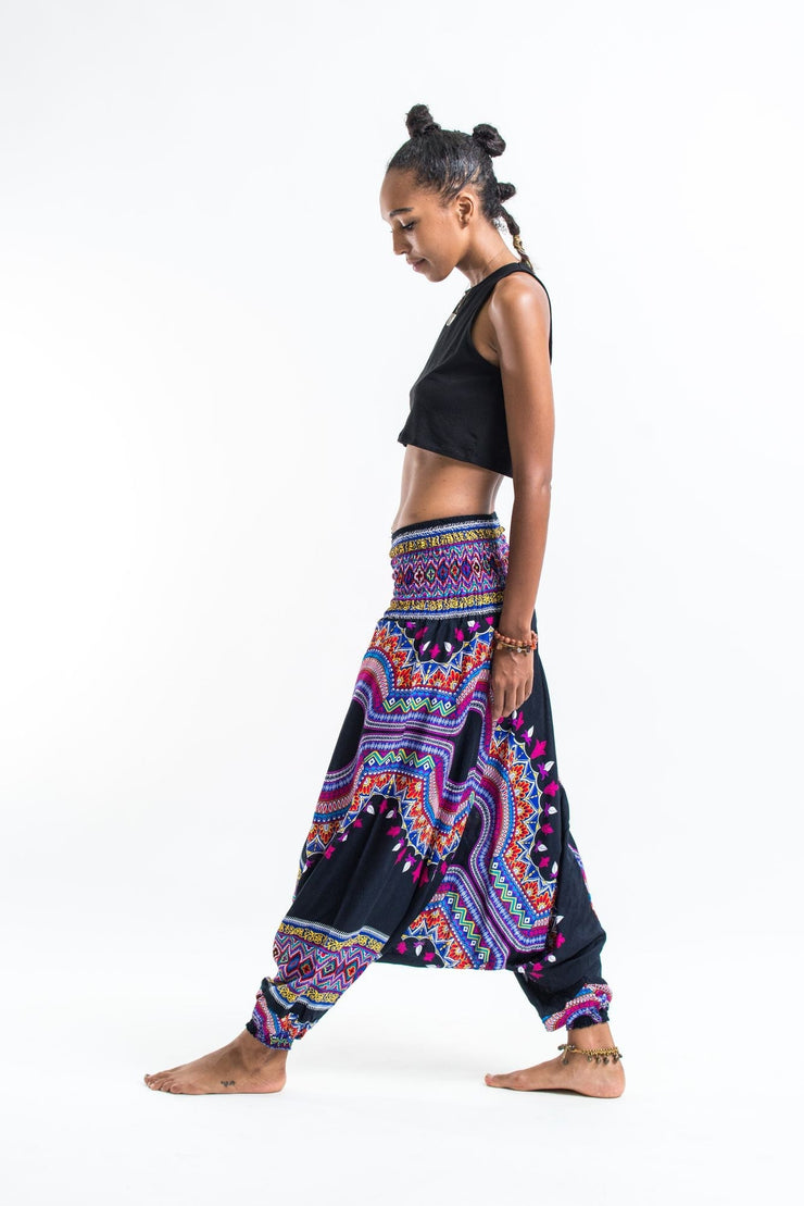 Dashiki Prints 2-in-1 Jumpsuit Harem Pants in Black