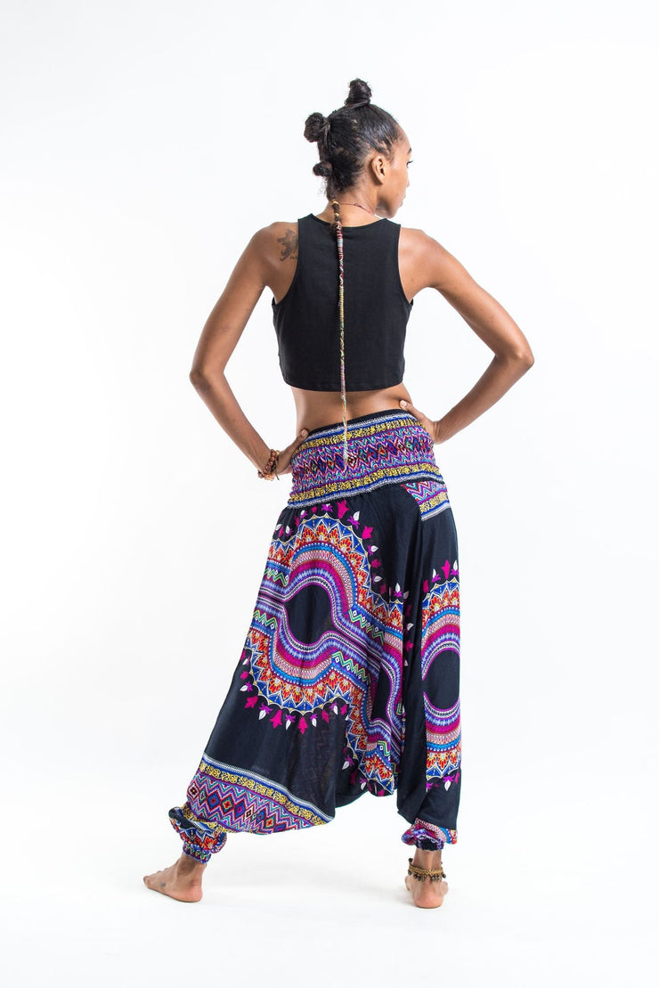 Dashiki Prints 2-in-1 Jumpsuit Harem Pants in Black