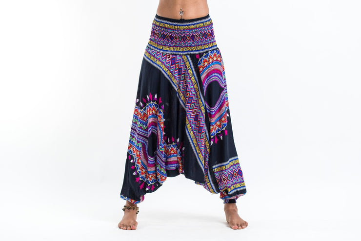 Dashiki Prints 2-in-1 Jumpsuit Harem Pants in Black