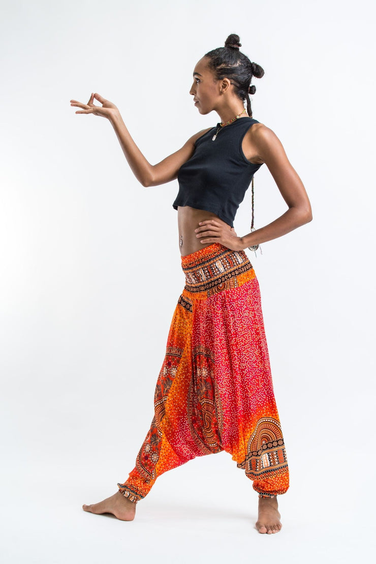 Tribal Chakras 2-in-1 Jumpsuit Harem Pants in Orange