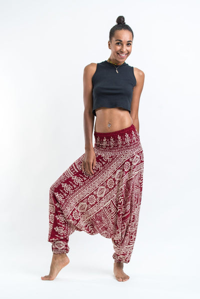 Tribal Prints 2-in-1 Jumpsuit Harem Pants in Red