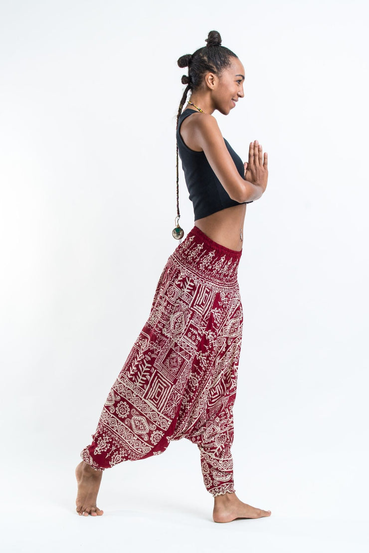 Tribal Prints 2-in-1 Jumpsuit Harem Pants in Red