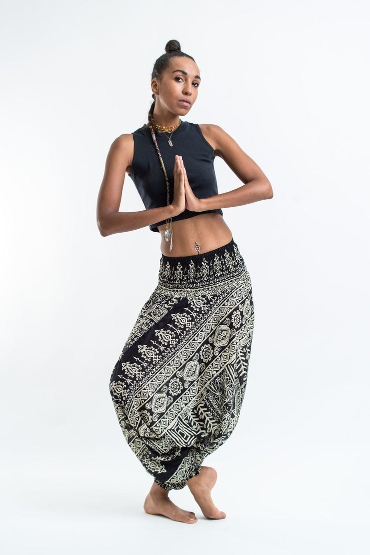 Tribal Prints 2-in-1 Jumpsuit Harem Pants in Black