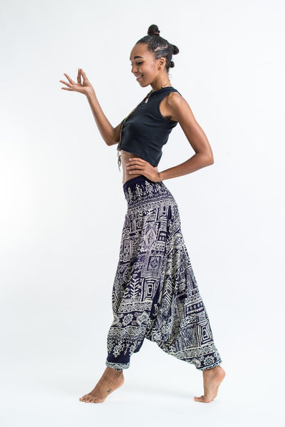 Tribal Prints 2-in-1 Jumpsuit Harem Pants in Navy