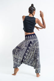 Tribal Prints 2-in-1 Jumpsuit Harem Pants in Navy