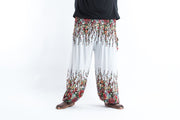 Plus Size Floral Men's Harem Pants in White