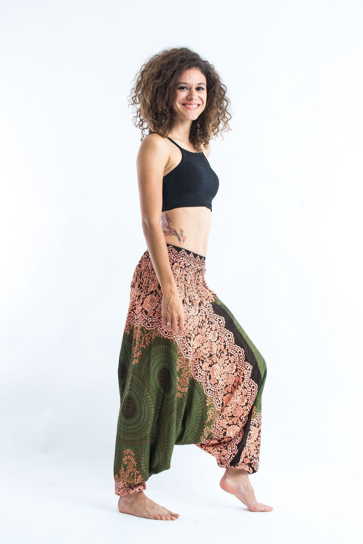 Geometric Mandalas 2-in-1 Jumpsuit Harem Pants in Olive