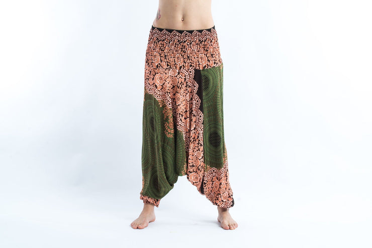 Geometric Mandalas 2-in-1 Jumpsuit Harem Pants in Olive