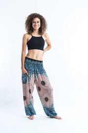 Geometric Mandalas Women's Harem Pants in Silver Gray