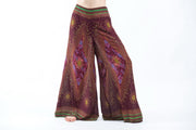 Peacock Eyes Palazzo Style Harem Pants in Maroon