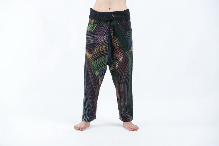 Rainbow Prints Woman's Slim Cut Fisherman Pants in Black