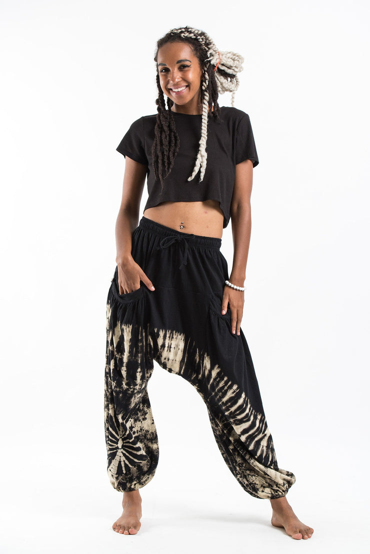 Tie Dye Cotton Women Harem Pants in Black