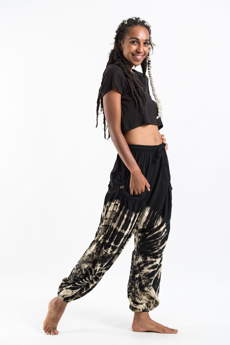 Tie Dye Cotton Women Harem Pants in Black