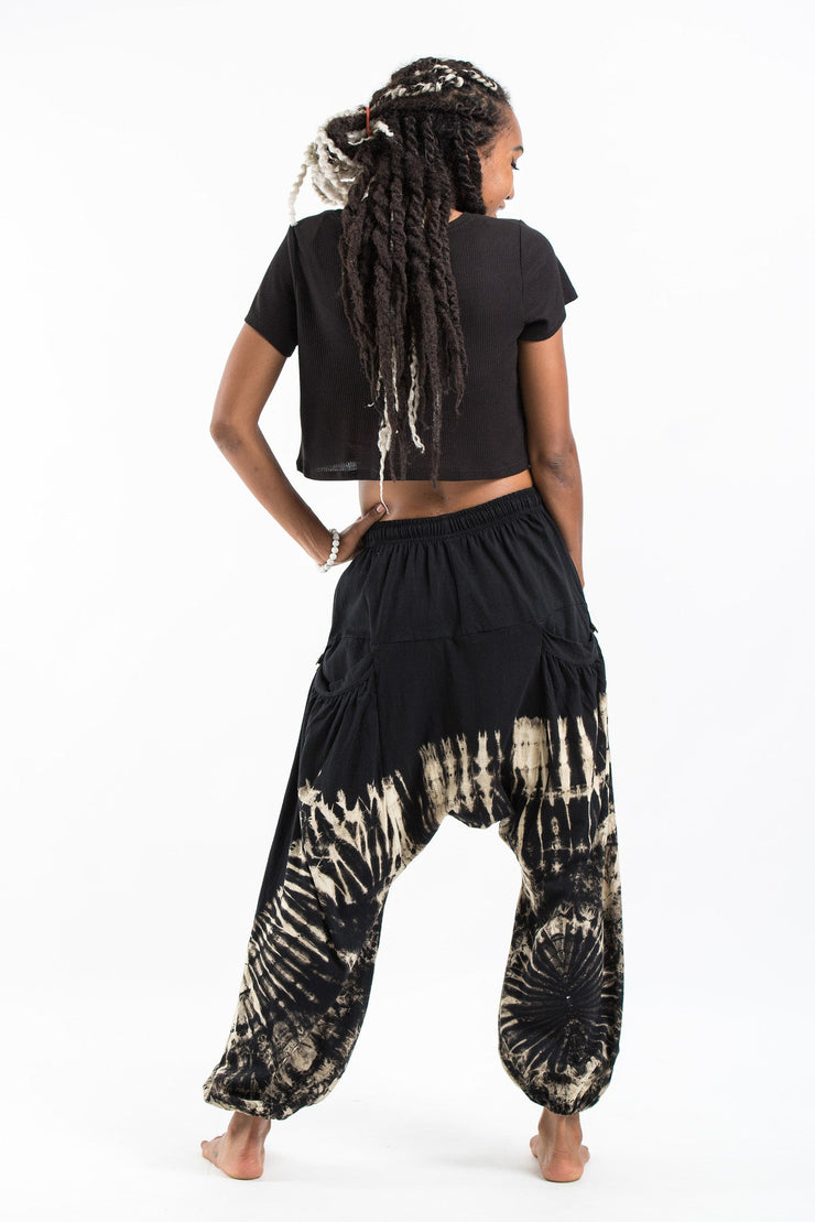 Tie Dye Cotton Women Harem Pants in Black