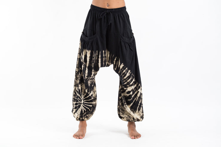 Tie Dye Cotton Women Harem Pants in Black