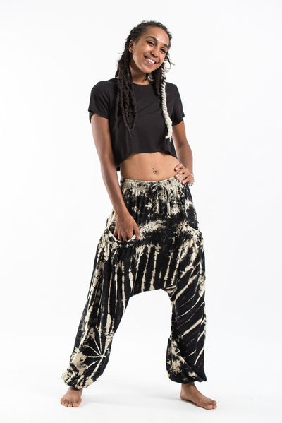 Tie Dye Cotton Women Harem Pants in Black White