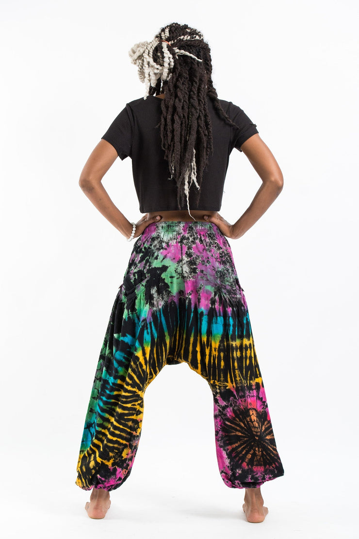 Tie Dye Cotton Women Harem Pants in Festival Black