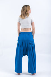 Cotton Women Harem Pants in Solid Blue