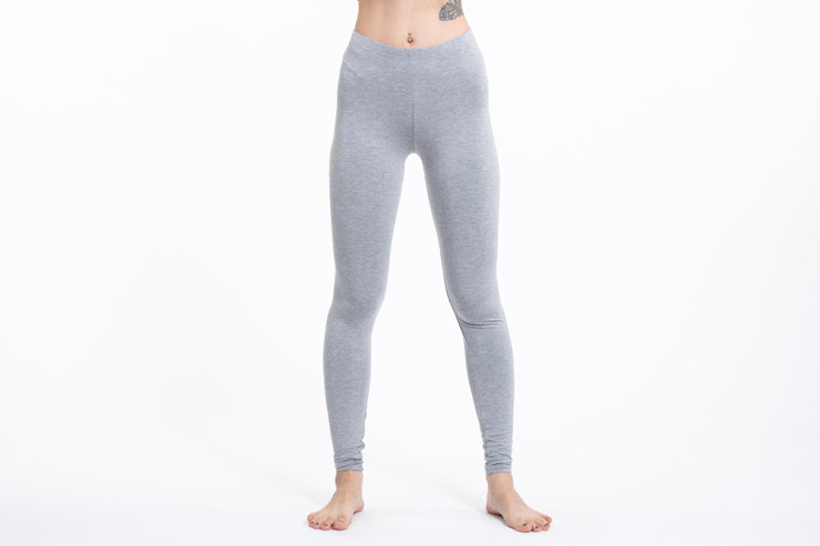 Solid Color Cotton Leggings in Gray