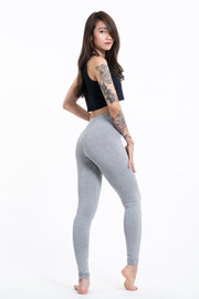 Solid Color Cotton Leggings in Gray