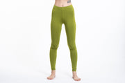 Solid Color Cotton Leggings in Green