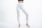 Solid Color Cotton Leggings in White