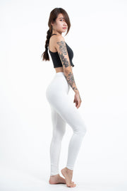 Solid Color Cotton Leggings in White