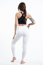 Solid Color Cotton Leggings in White