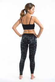 Marble Tie Dye Cotton Leggings in Black