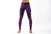 Marble Tie Dye Cotton Leggings in Dark Magenta