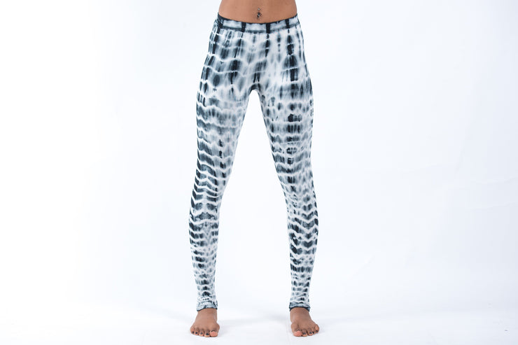 Melting Stripes Tie Dye Cotton Leggings in Gray