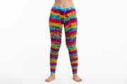 Melting Stripes Tie Dye Cotton Leggings in Trippy Rainbow