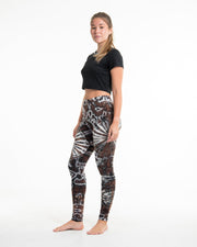 Swirls Tie Dye Cotton Leggings in Brown