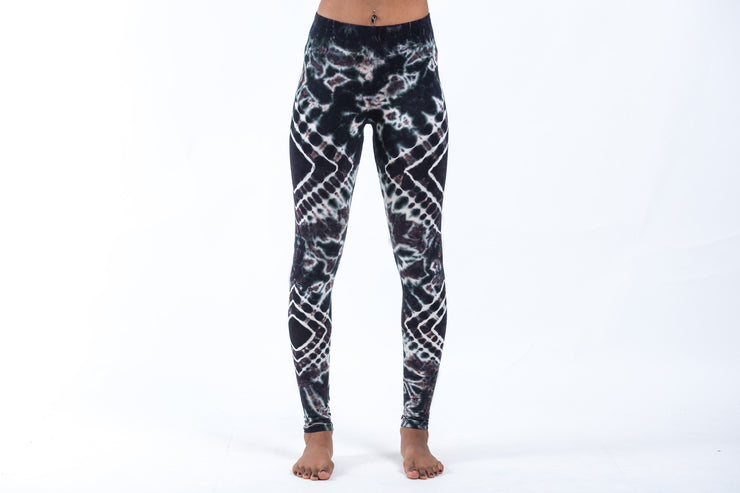 Diamond Tie Dye Cotton Leggings in Brown