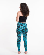 Diamond Tie Dye Cotton Leggings in Turquoise