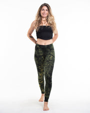 Shatter Tie Dye Cotton Leggings in Green