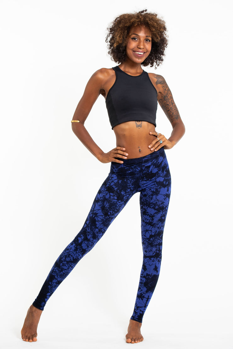 Shatter Tie Dye Cotton Leggings in Indigo