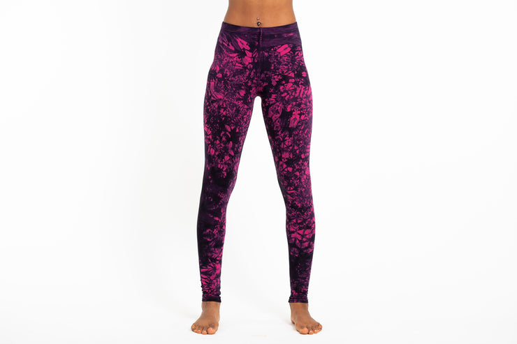 Shatter Tie Dye Cotton Leggings in Magenta