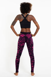 Shatter Tie Dye Cotton Leggings in Magenta