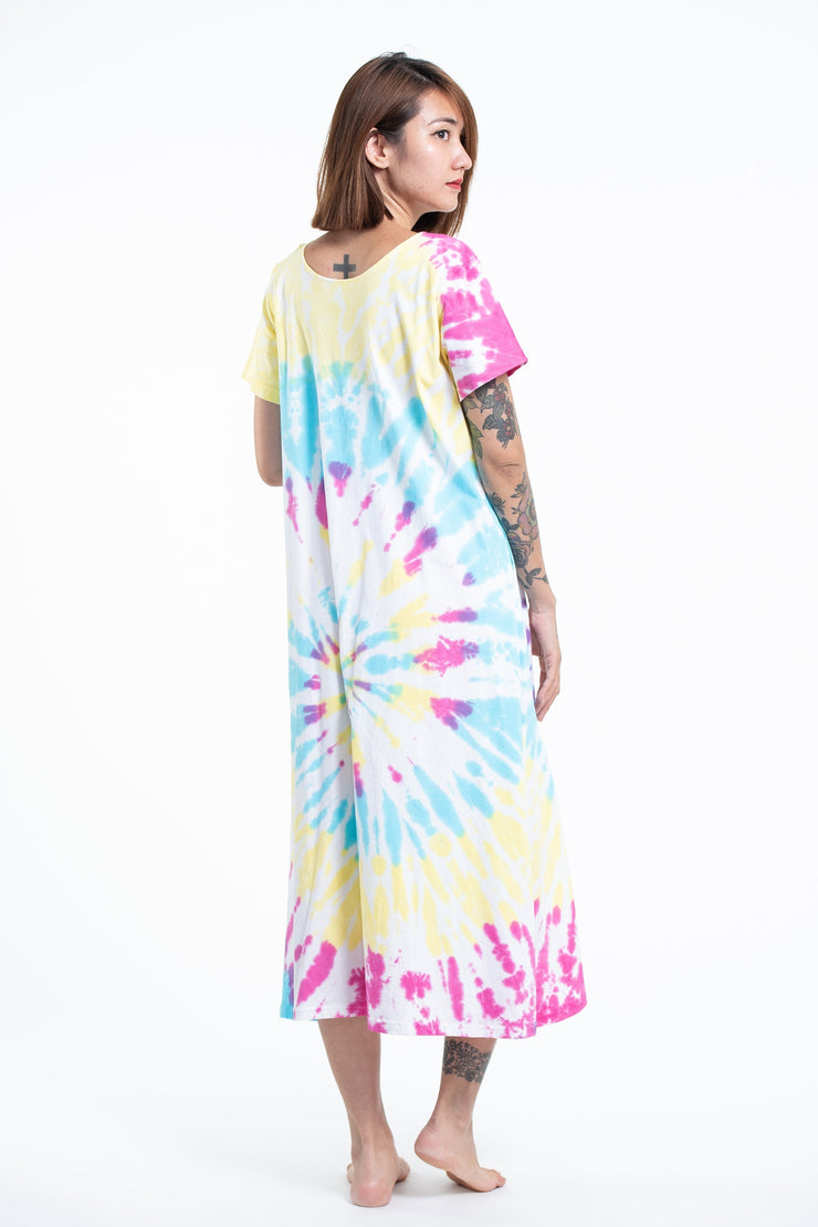 Tie Dye Loose Midi Dress in Lollipop