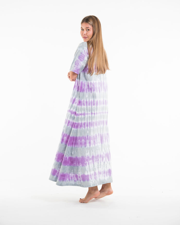 Tie Dye Loose Midi Dress in Purple