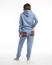 Unisex Terry Pullover Hoodie with Tribal Pockets in Light Blue (Size M - XL)